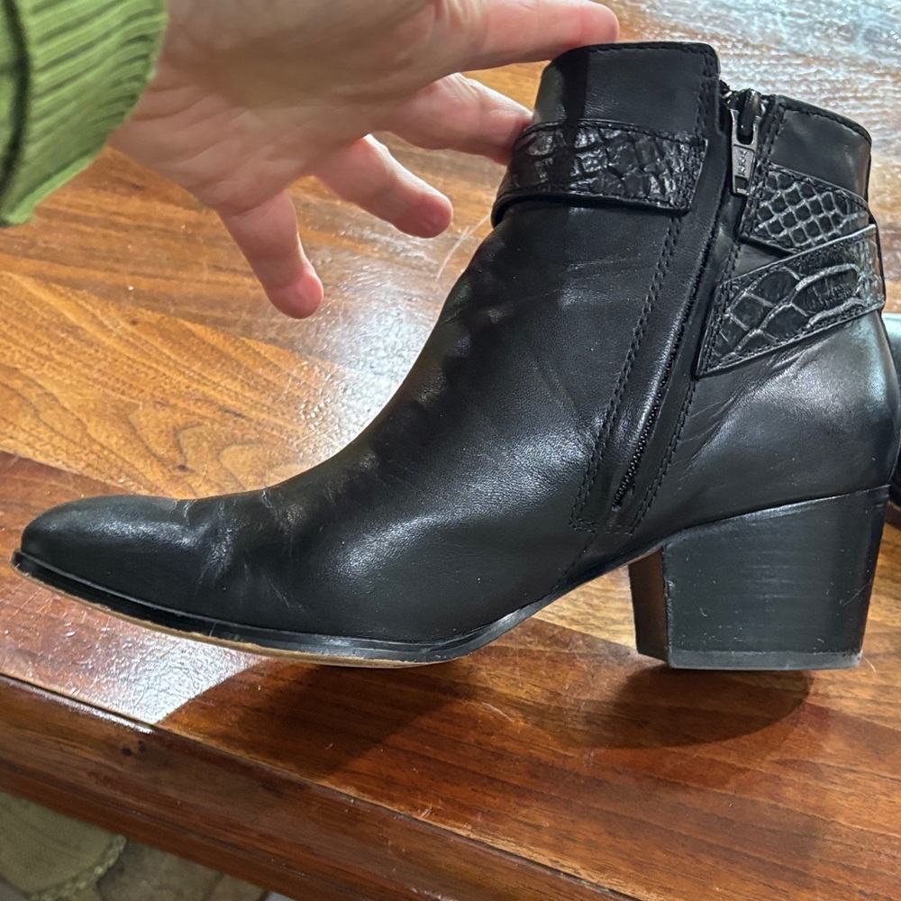 Coach Black Ankle Booties with Textured Strap - Picture 3 of 7